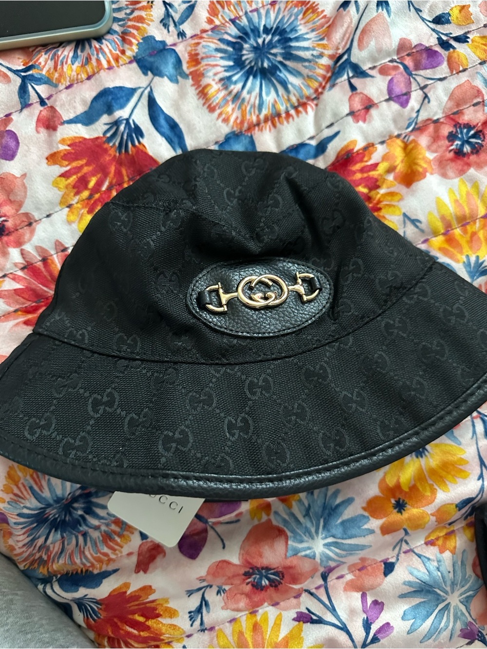 Black GG Monogram Bucket Hat